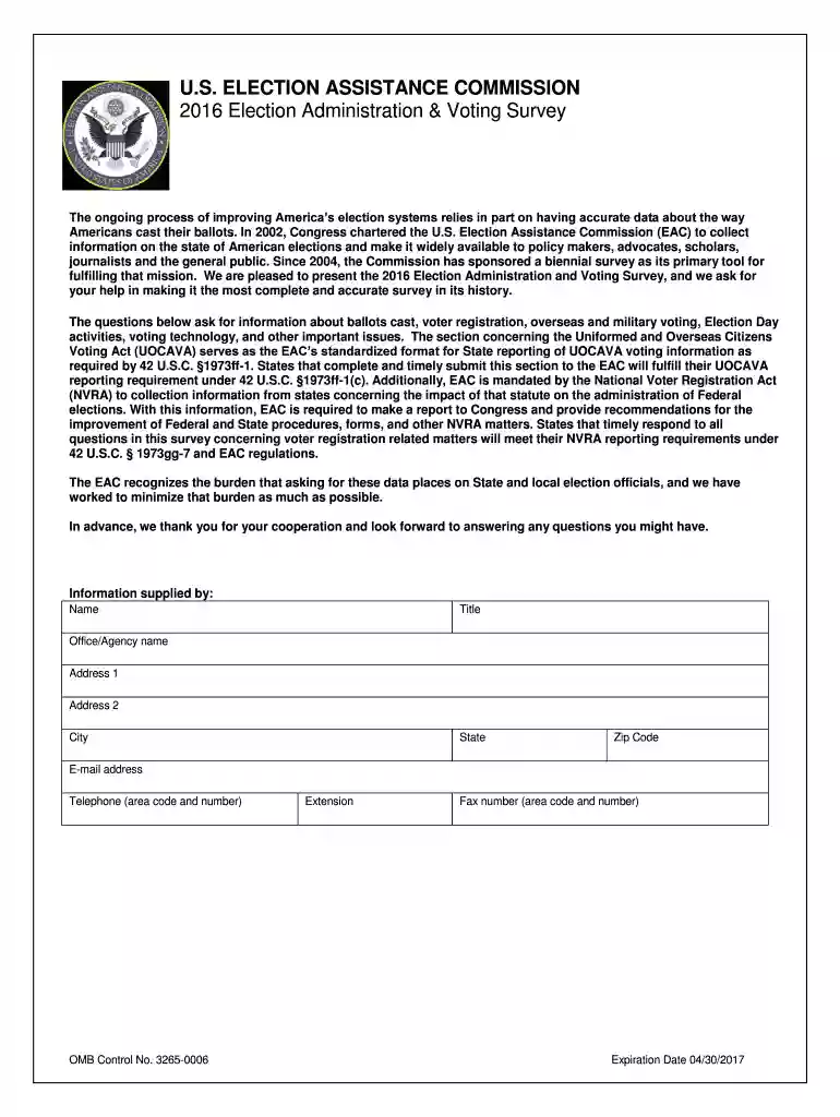 U S ELECTION ASSISTANCE COMMISSION 2016 Election Preview on Page 1