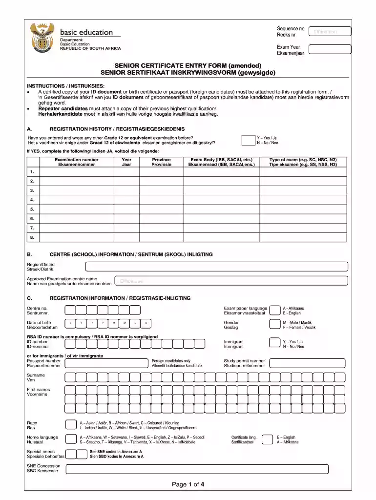 national senior certificate application form Preview on Page 1