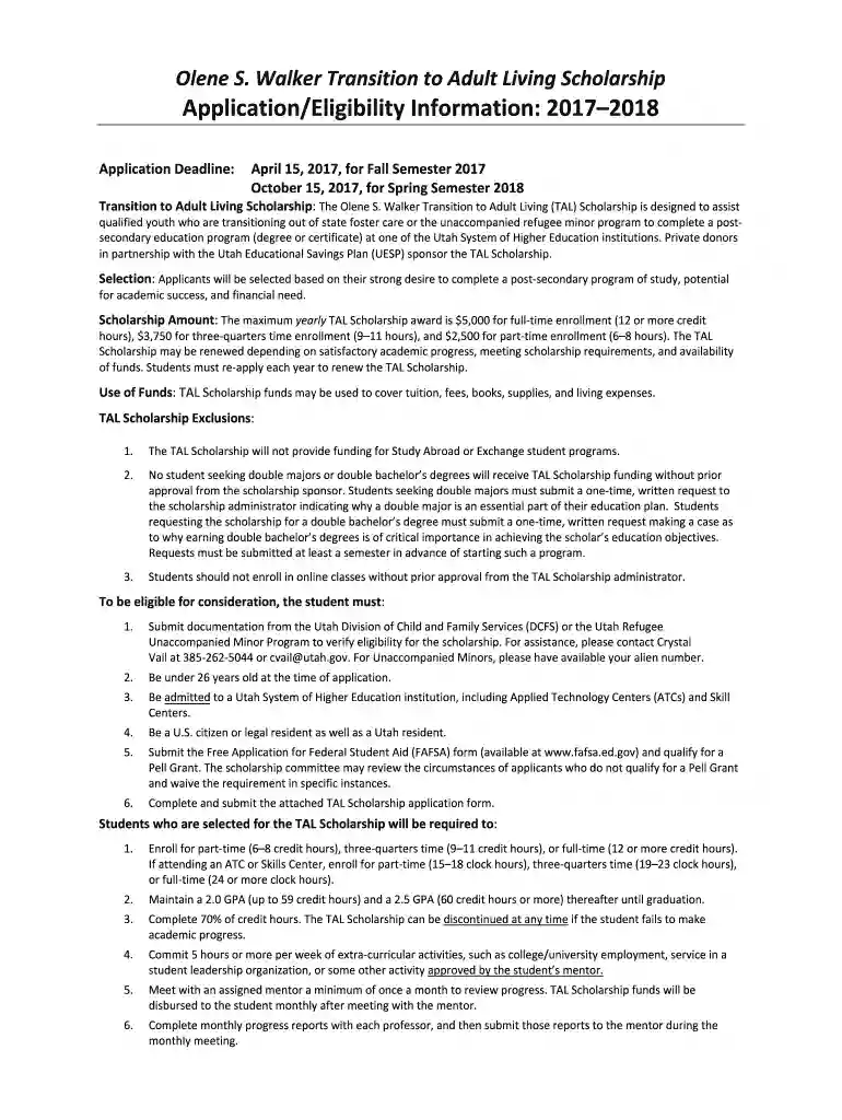 scholarship application template Preview on Page 1