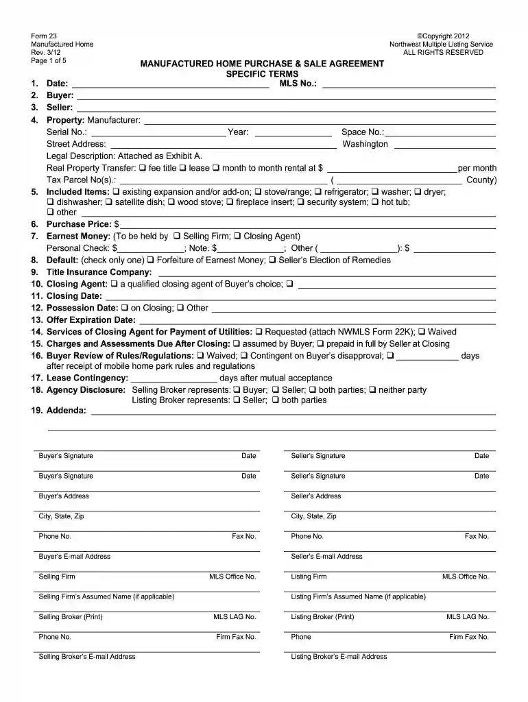 mobile home purchase agreement Preview on Page 1