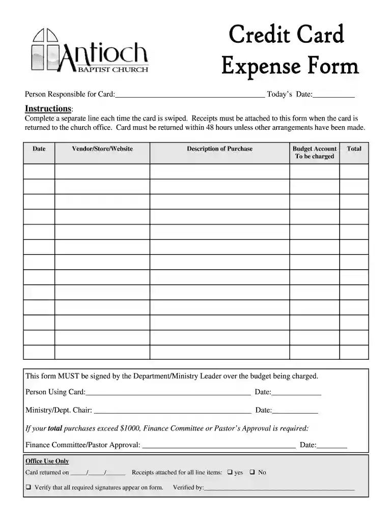 credit card expense report template Preview on Page 1