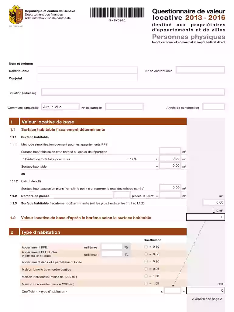 questionnaire valeur locative genève 2017 Preview on Page 1