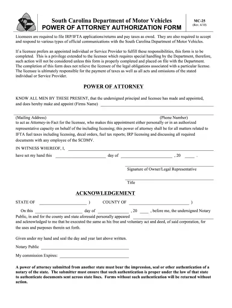 registering a power of attorney in south carolina Preview on Page 1