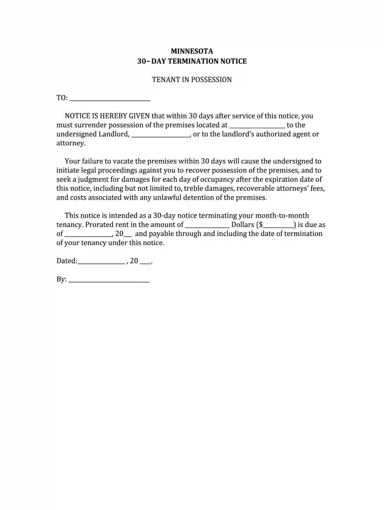 notice to vacate mn template Preview on Page 1