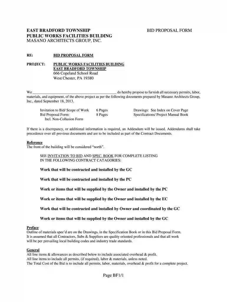 BID FORM - Balton Construction Inc. About Us Preview on Page 1