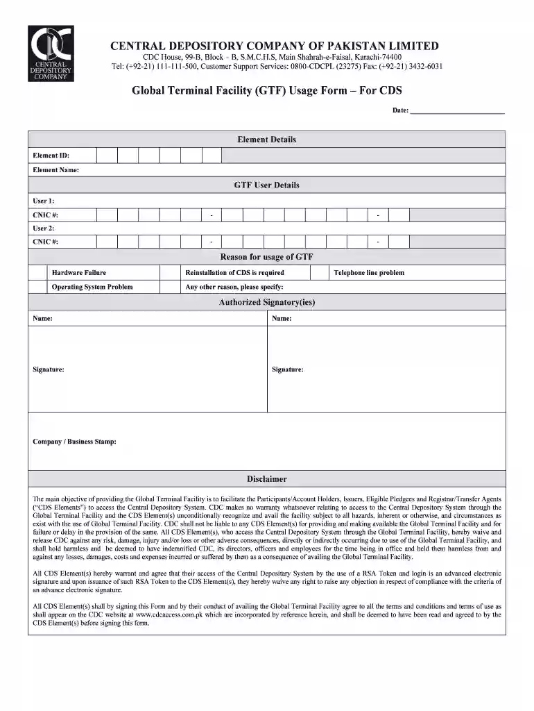(GTF) Usage Form - CDC Preview on Page 1