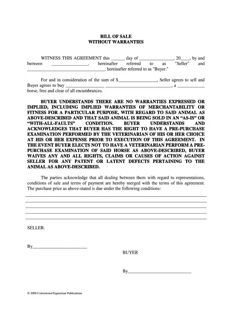 horse sale contract with first right of refusal Preview on Page 1