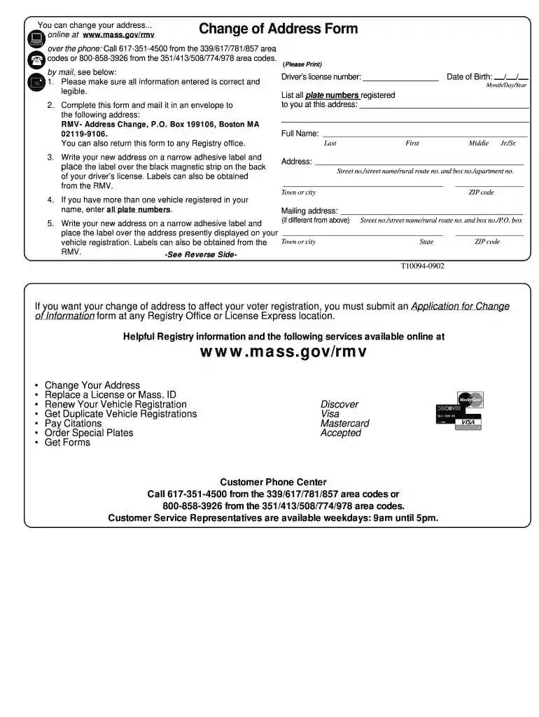change address rmv massachusetts Preview on Page 1