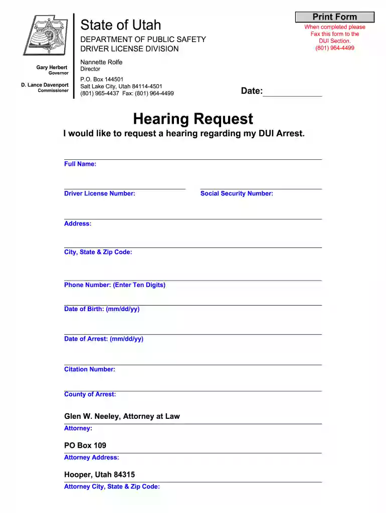 dmv hearing request form Preview on Page 1
