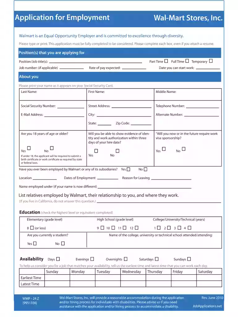 walmart application online Preview on Page 1