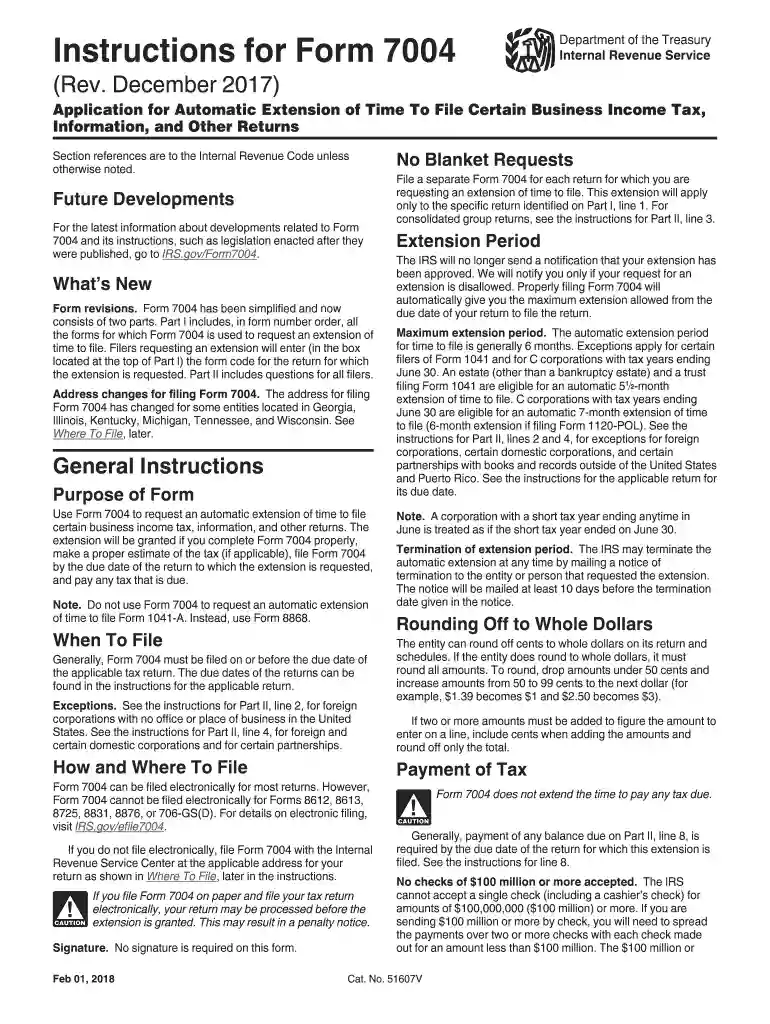 form 7004 Preview on Page 1