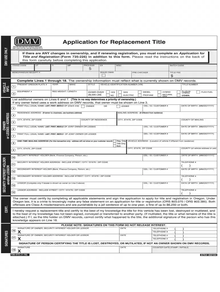 oregon dmv form 550 Preview on Page 1