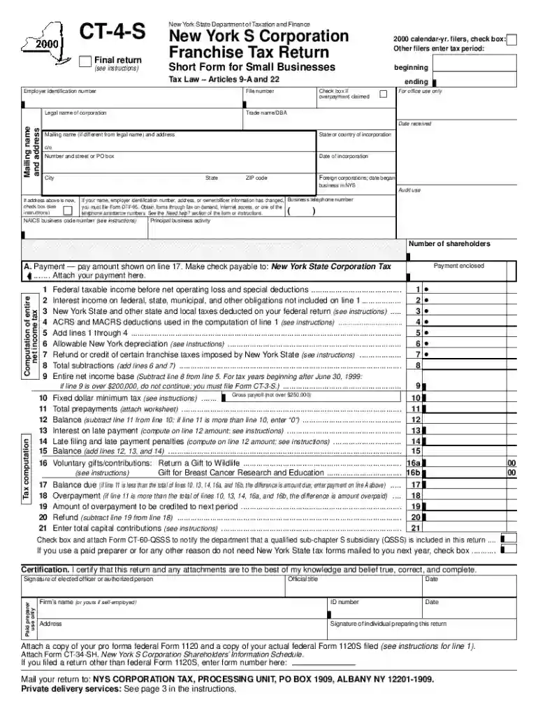 Form CT-4-S Preview on Page 1