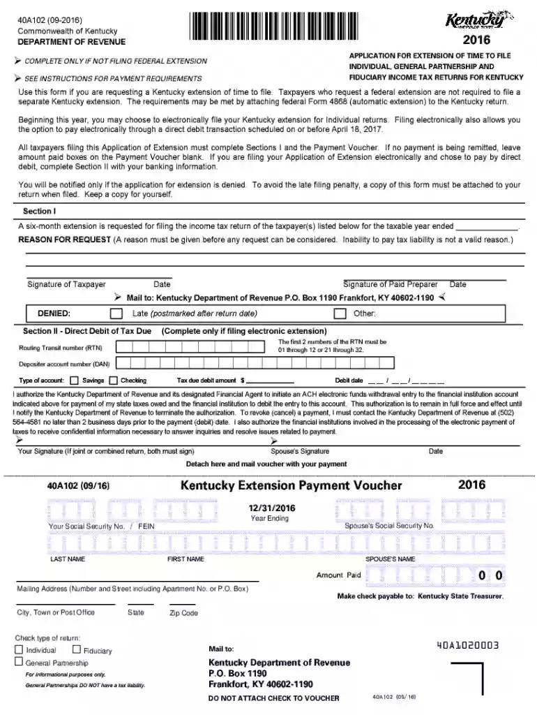 KY DoR 40A102 Preview on Page 1