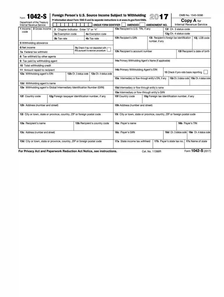 form 1042 s 2017 Preview on Page 1