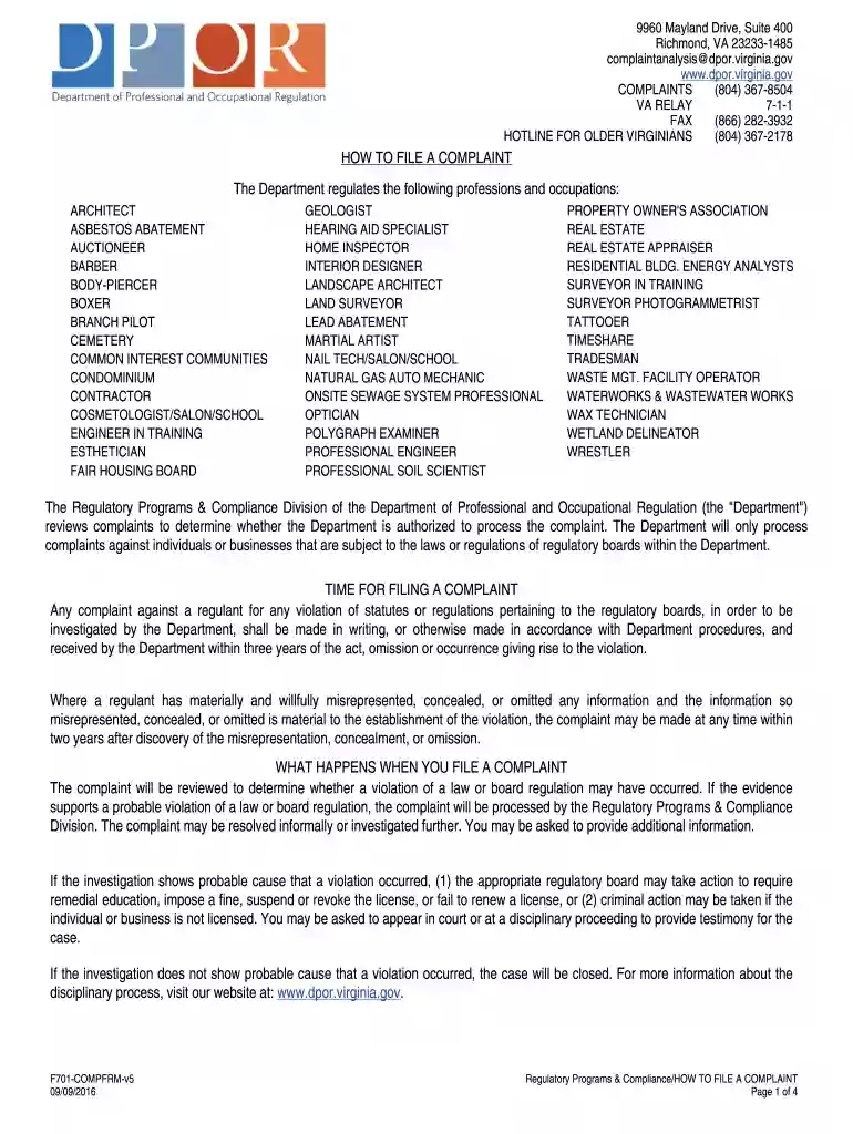 dpor complaint Preview on Page 1