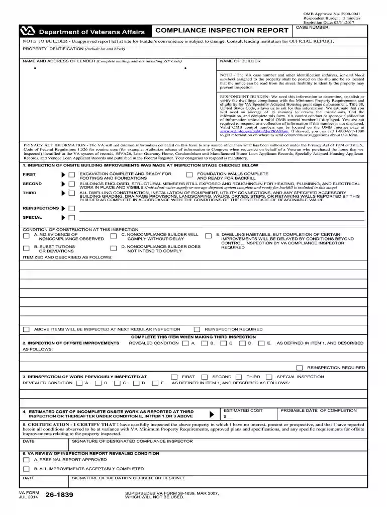 form va inspection Preview on Page 1