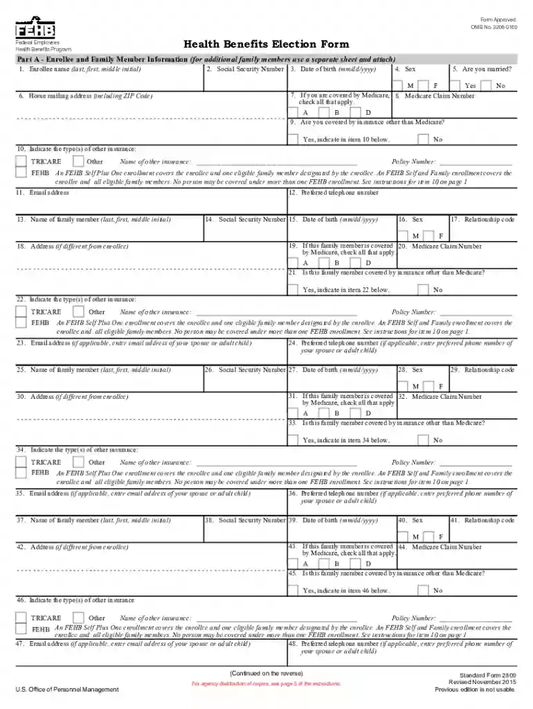 sf 2809 fillable Preview on Page 1