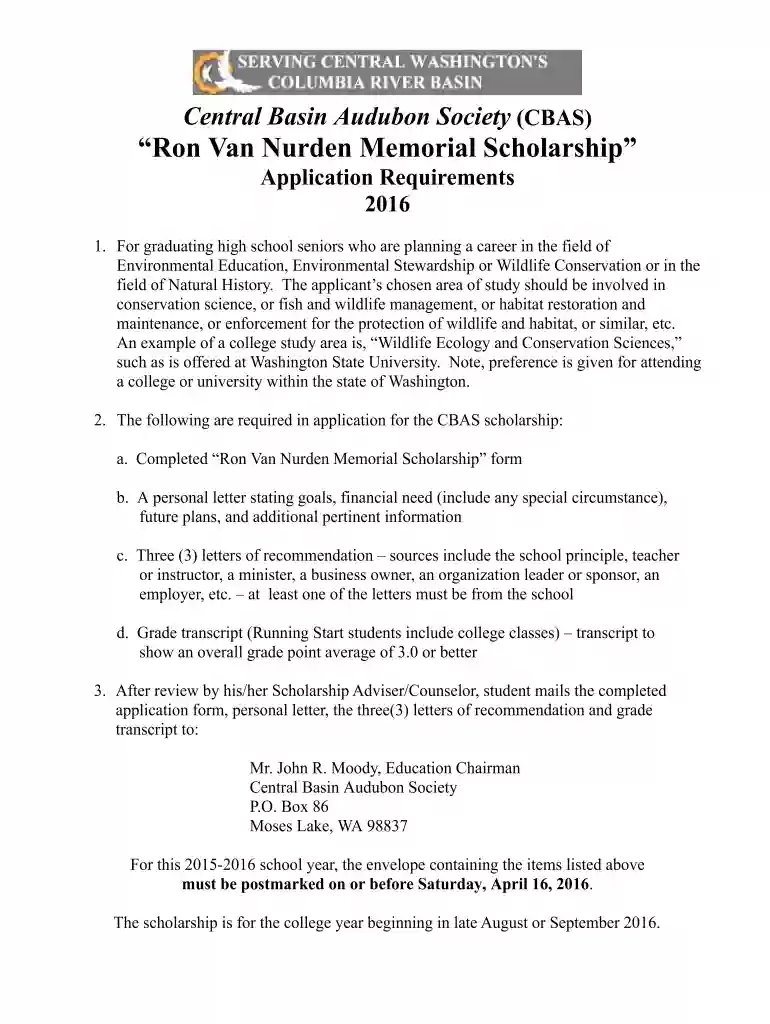 Ron Van Nurden Memorial Scholarship Application Requirements ... - ephrataschools Preview on Page 1