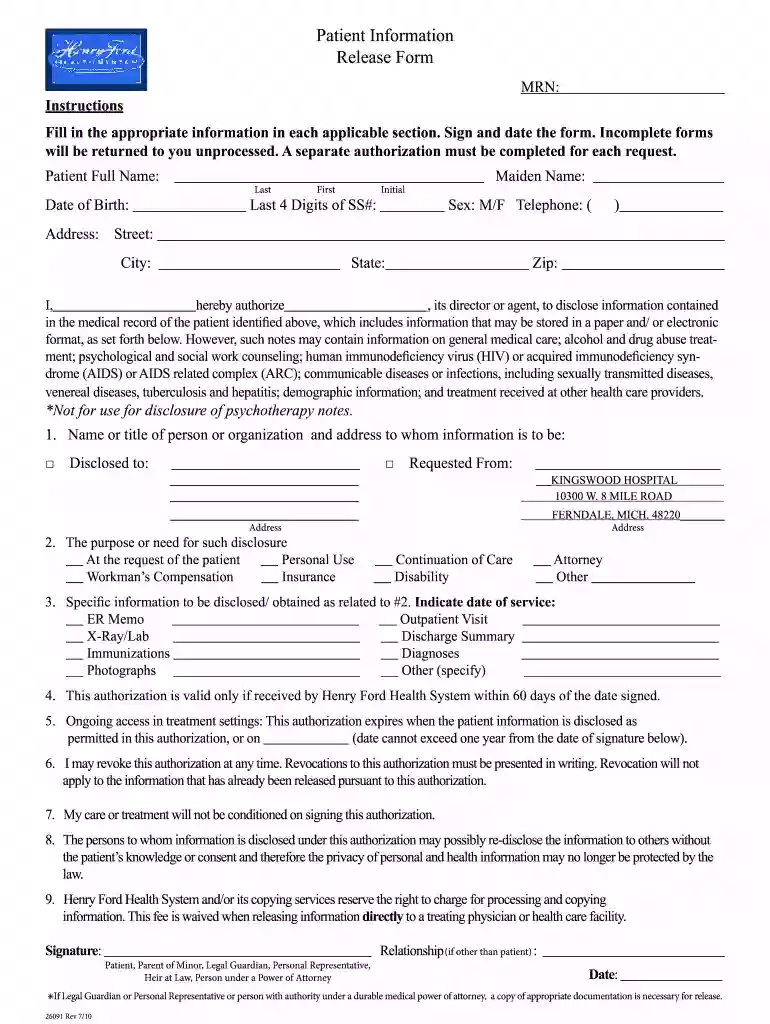 henry ford medical records Preview on Page 1