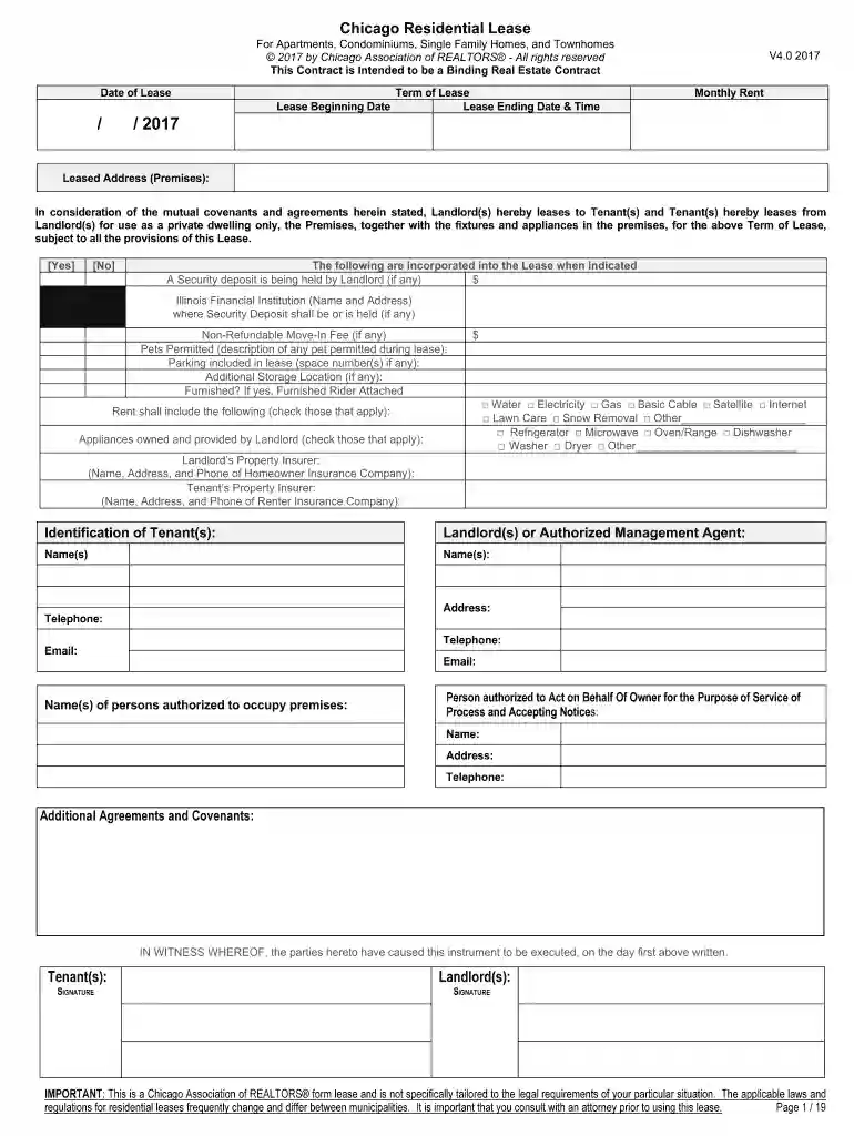 chicago residential lease Preview on Page 1