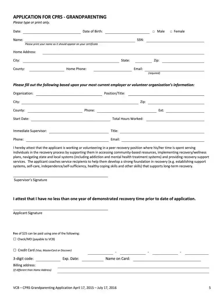CPRS Application GRANDPARENTING - vsias Preview on Page 1