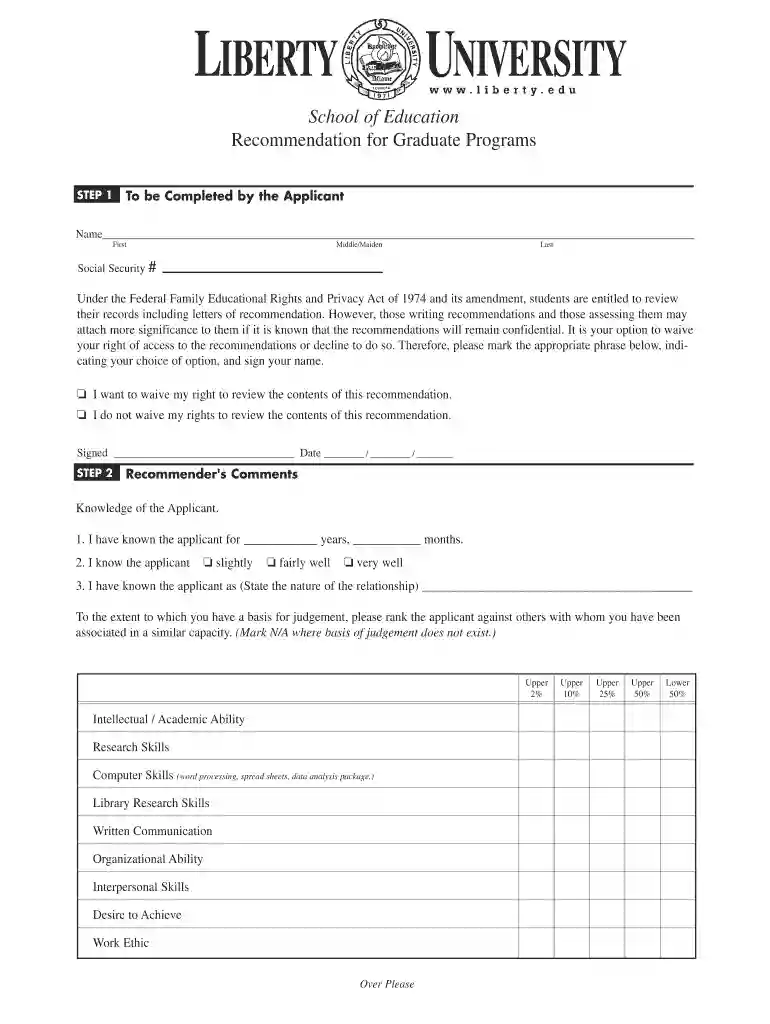 education recommendation university sample Preview on Page 1