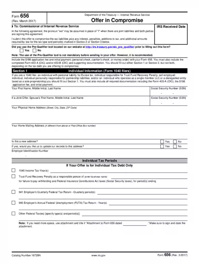 irs form 656 2017 Preview on Page 1