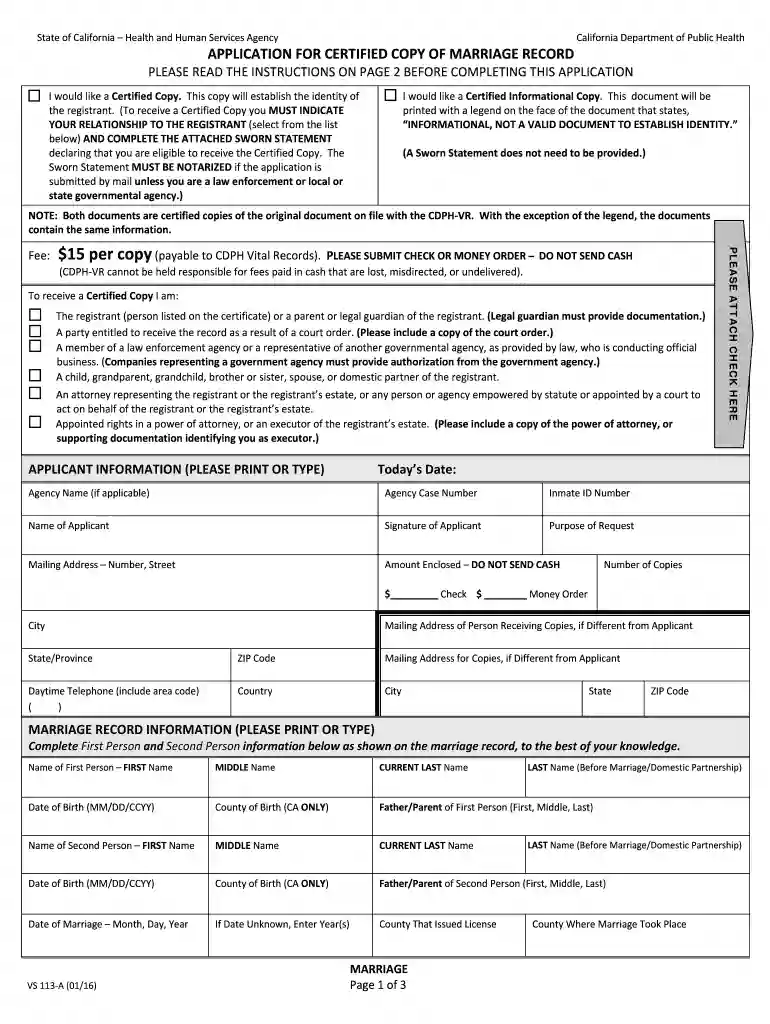 CHSI How to Obtain Certified Copies of Marriage Records 2016 Preview on Page 1