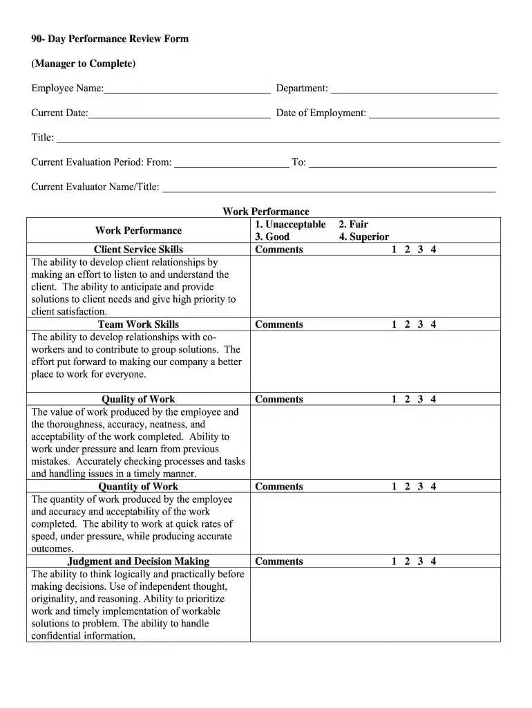 probation review template Preview on Page 1