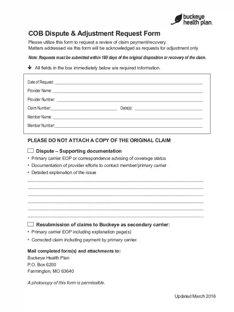 BHP OH COB form 2015 7-15 indd Preview on Page 1