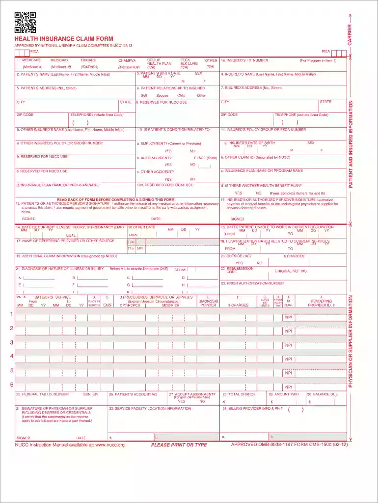 nucc form 1500 Preview on Page 1
