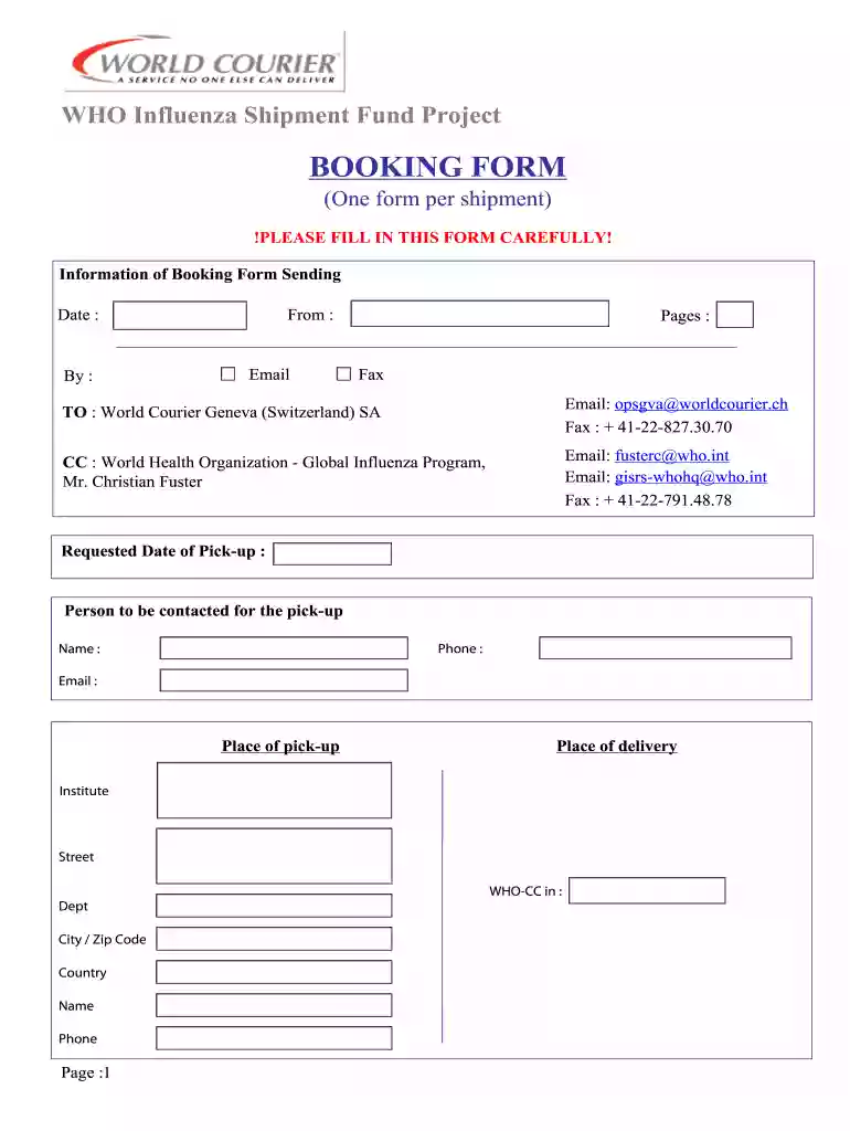 shipping form Preview on Page 1