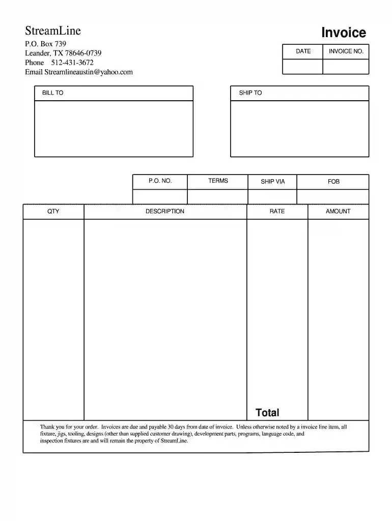 blank invoice Preview on Page 1