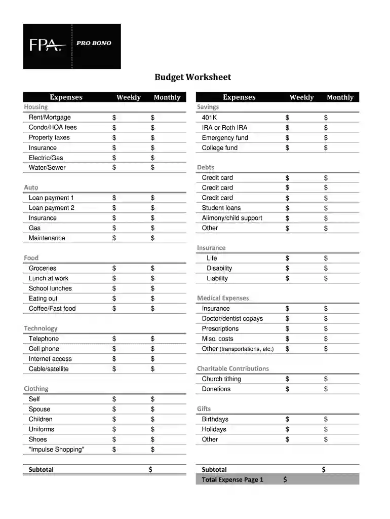 financial planning worksheets pdf Preview on Page 1