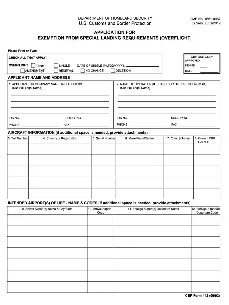 cbp form application Preview on Page 1