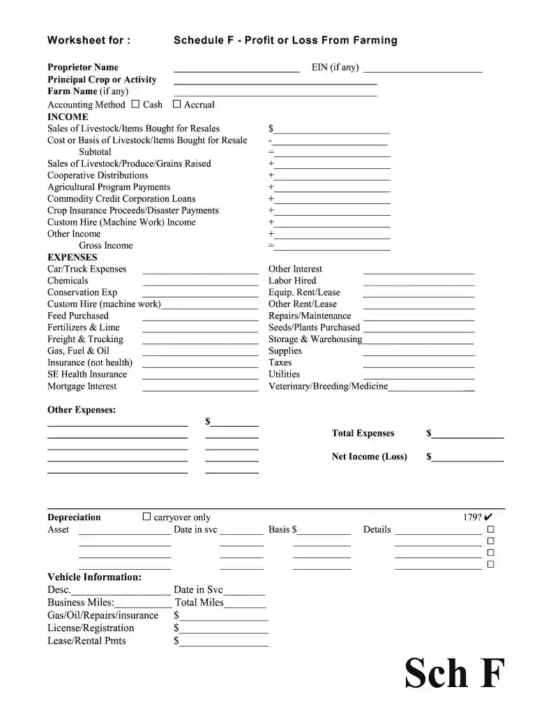 BSchedule Fb Farm Income and Expenses - Back to Home Page - 69 195 124 Preview on Page 1
