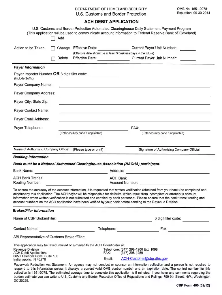 cbp form 400 Preview on Page 1