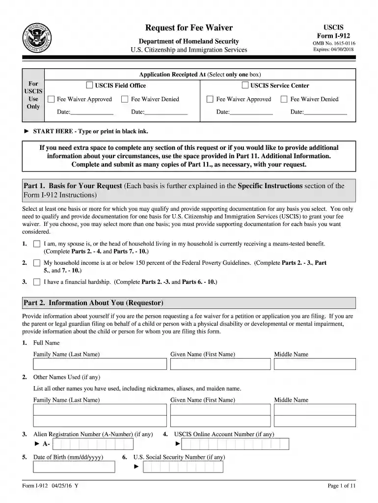 form i 912 Preview on Page 1