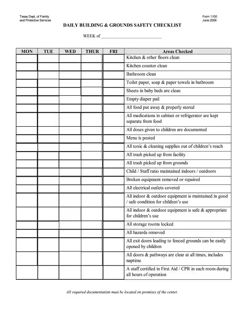 grounds maintenance checklist template Preview on Page 1