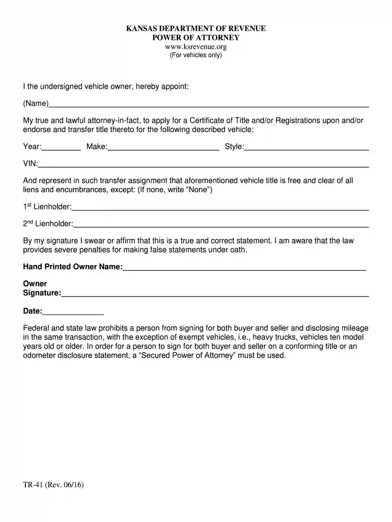 kansas power of attorney Preview on Page 1