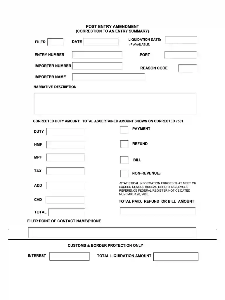 post entry amendment form Preview on Page 1