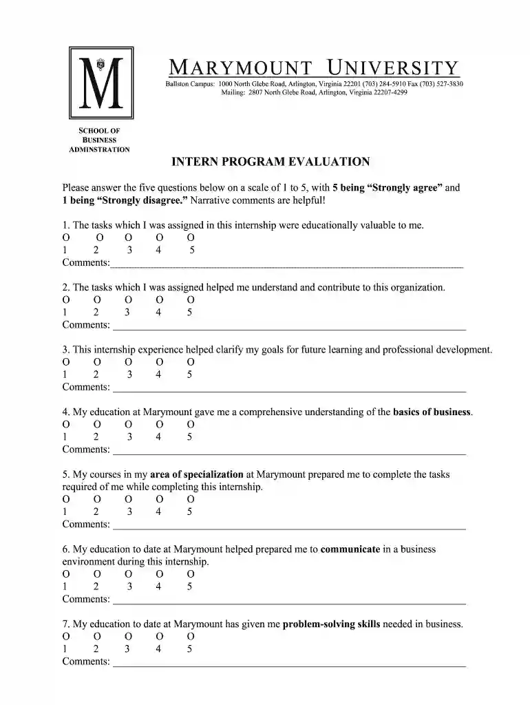 intern evaluation template Preview on Page 1