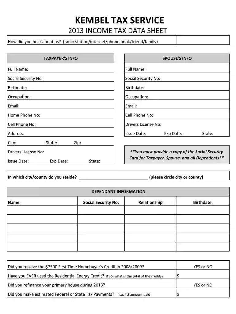 kembel form Preview on Page 1