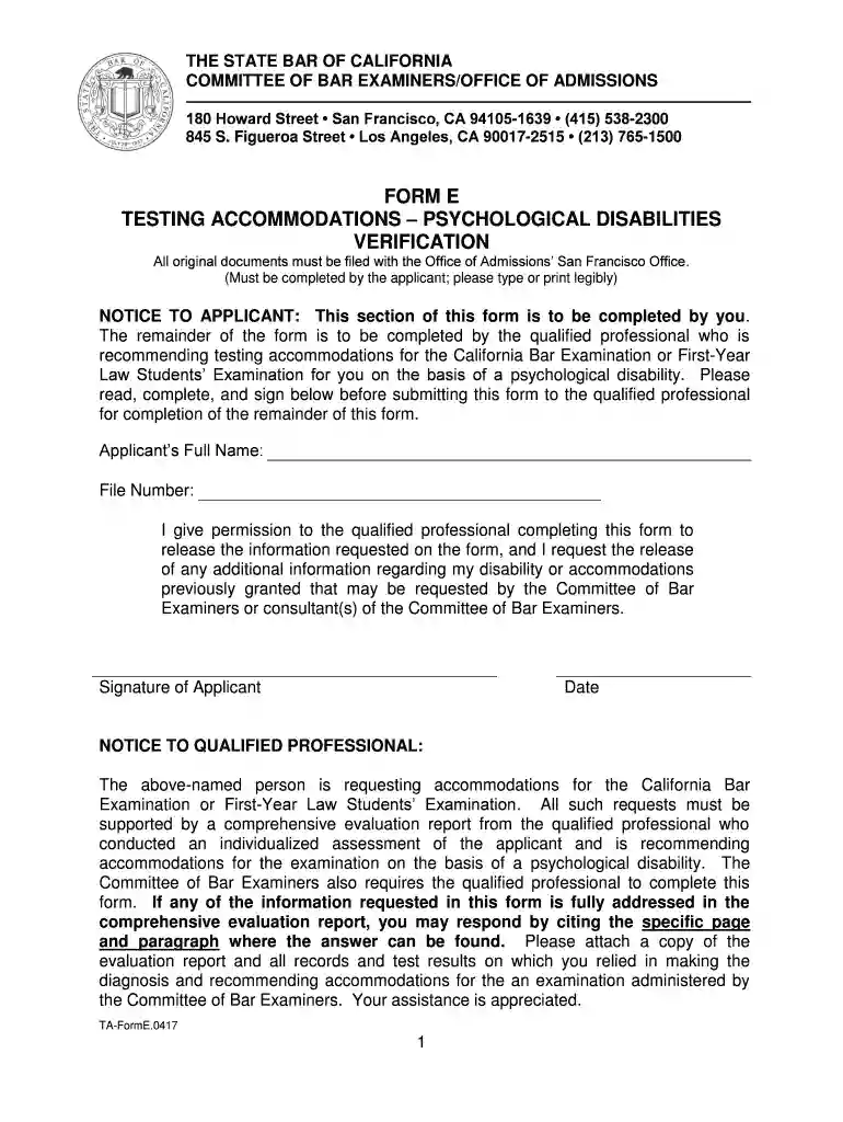 california form e disabilities Preview on Page 1