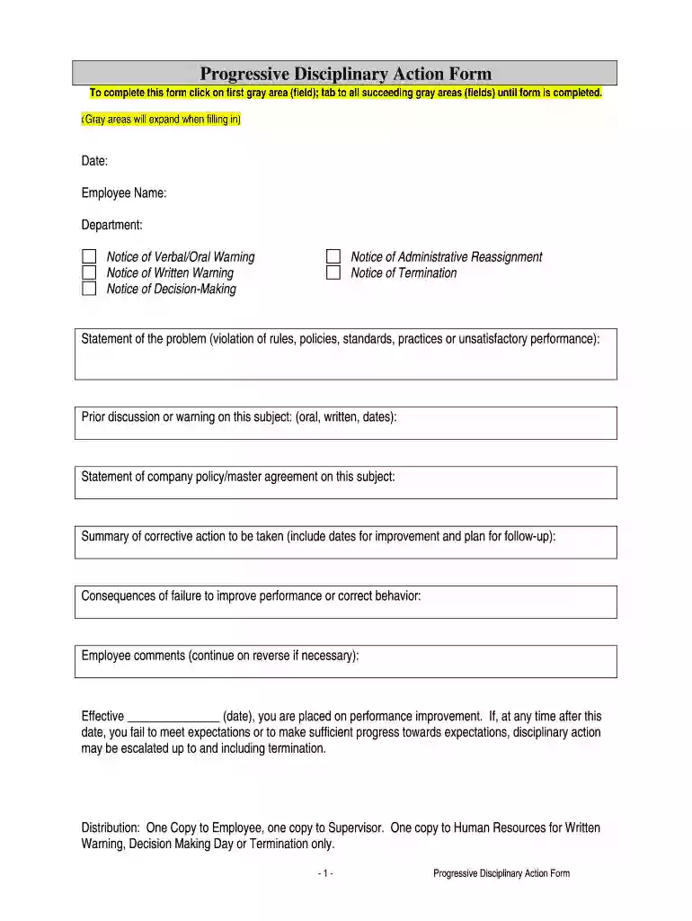 progressive discipline template Preview on Page 1