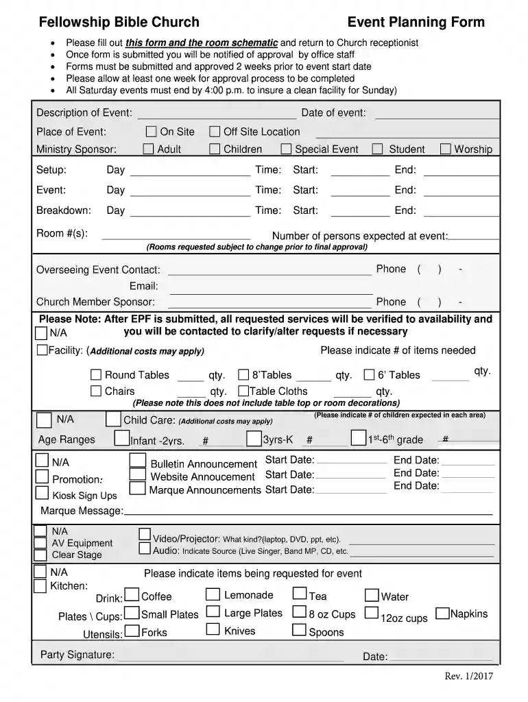 event request form template Preview on Page 1
