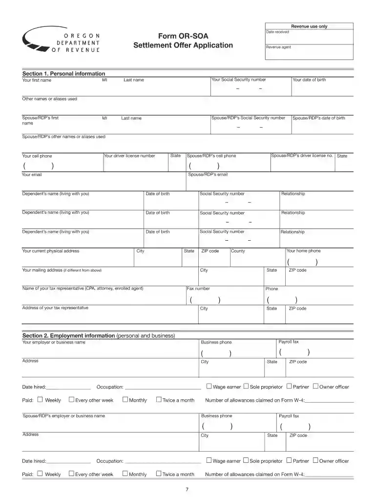 150-101-157 Form OR-SOA (Rev Preview on Page 1