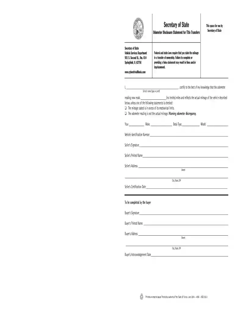 illinois odometer statement Preview on Page 1