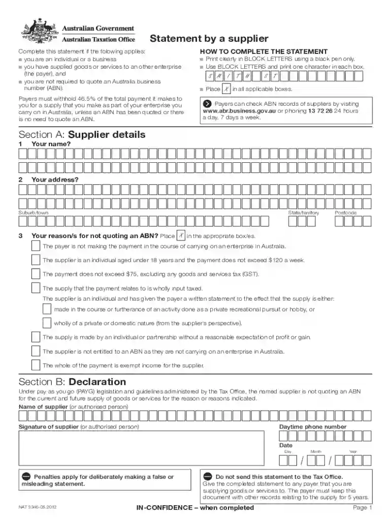 statement by supplier form 2022 Preview on Page 1
